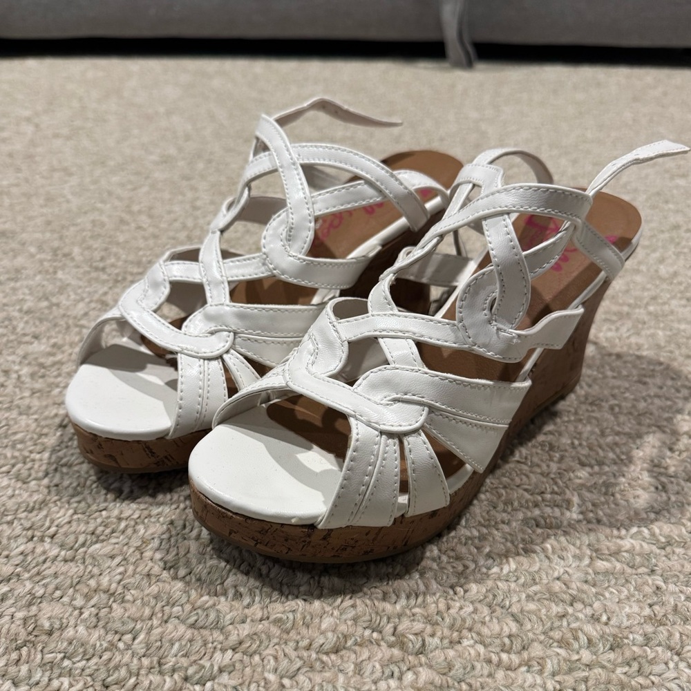 Jellypop Comfort Fit White Wedge Sandals